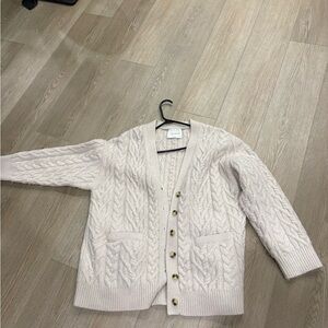 Aritzia Cream Cable Knit Cardigan